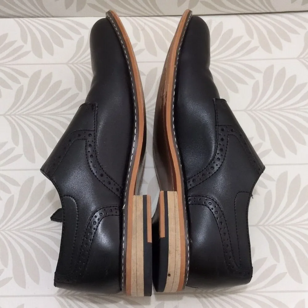 Bar III Jesse Men's Black Leather & PU Double Monk Strap Dress Shoes 8.5M 42101